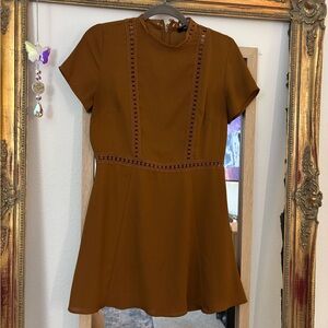 Forever 21 Tan Lace-Trim Dress